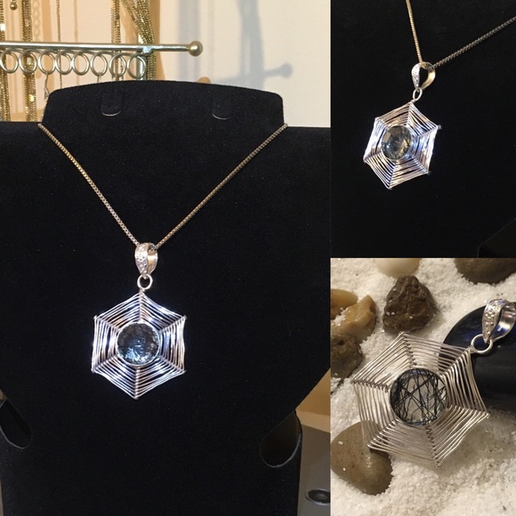 Cool Black Rutilated Quartz Handmade Halo Pendant - Picture 5 of 5